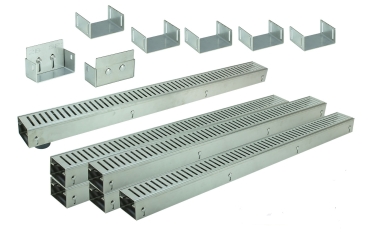 Edelstahlentwässerungsrinnen Bauhöhe 60 bis 80mm, Rost Schlitzdesign SET Typ 6